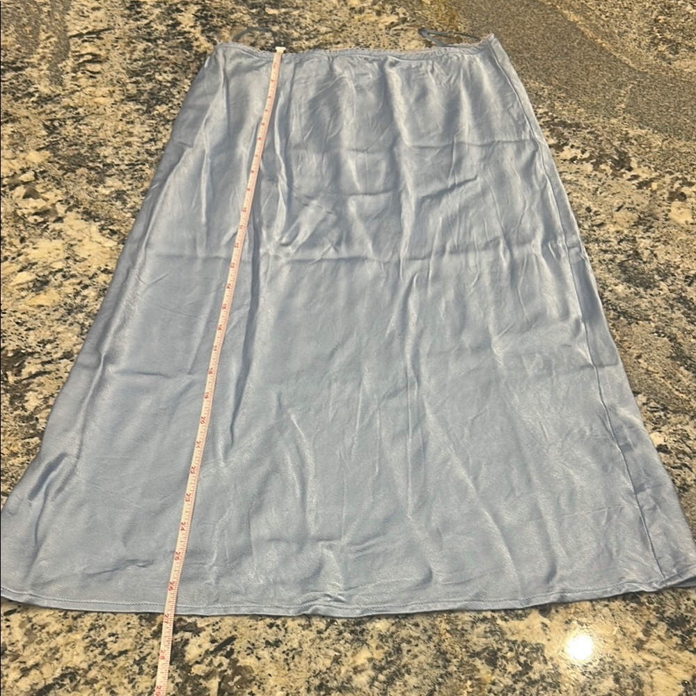 Blue Midi A-Line Skirt with Slit for Casual Wear